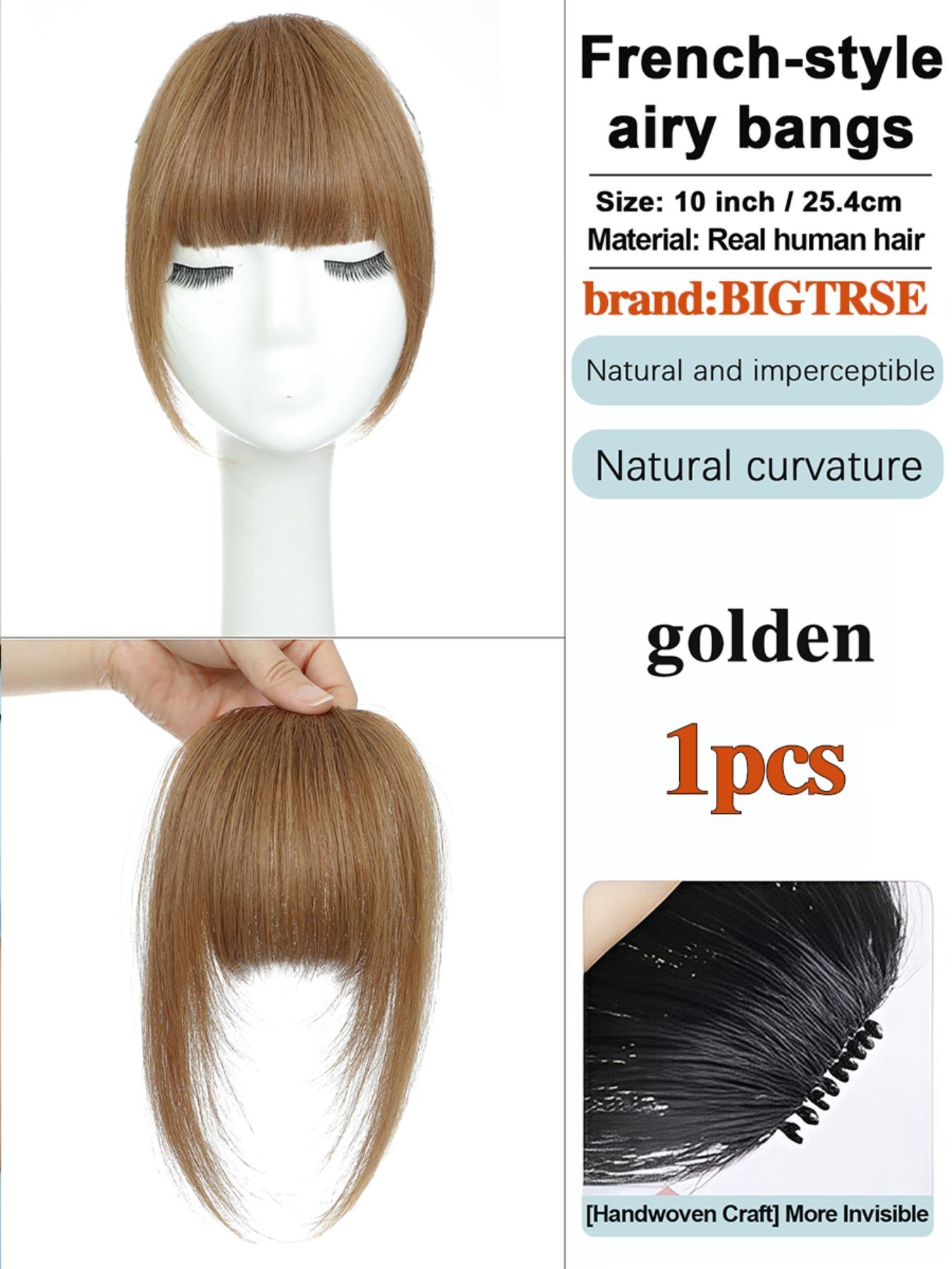 French Bang Clip-In Hair Extension, Curtain Bangs with Mirror Legs, Thick Bangs for Daily Wear, Real Human Hair