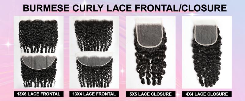 Lemoda 13x6/13X6/5X5/4X4 Lace Frontal 14-22 Inch Burmese Curly /Straight/Body/Deep/Water Wave HD Transparent Lace Frontals 12A Brazilian Virgin Human Hair Lace Frontal Closure Natural Black