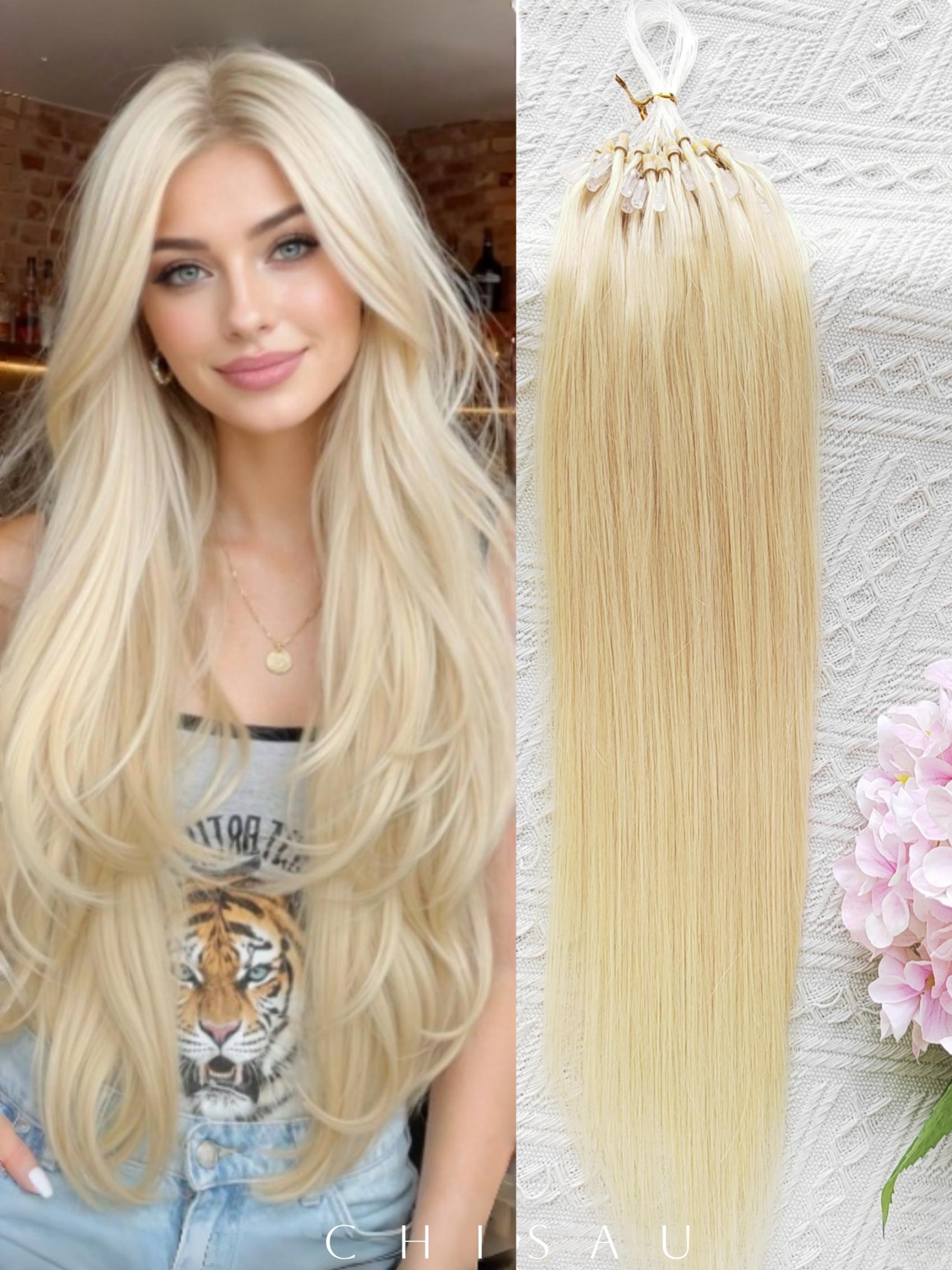 Microlink Hair Extensions Made from Real Human Hair, Featuring Microbead Micro Loop Technology, Soft And Shiny, with a Total of 50 Strands
