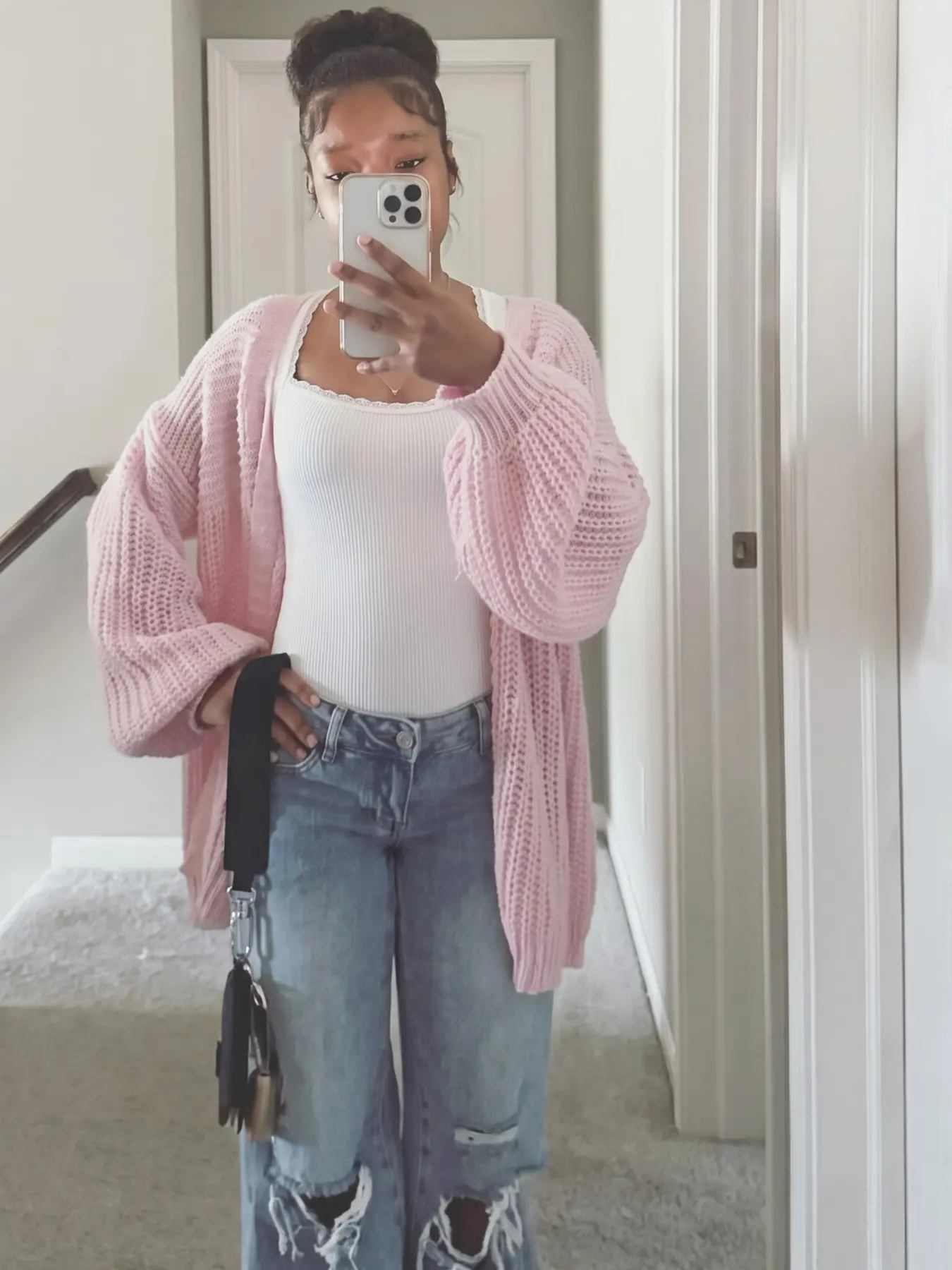 Y2K Pink Oversized Chunky Knit Cardigan, Slouchy Open Front Sweater for Women,women's cardigan,sweater for women