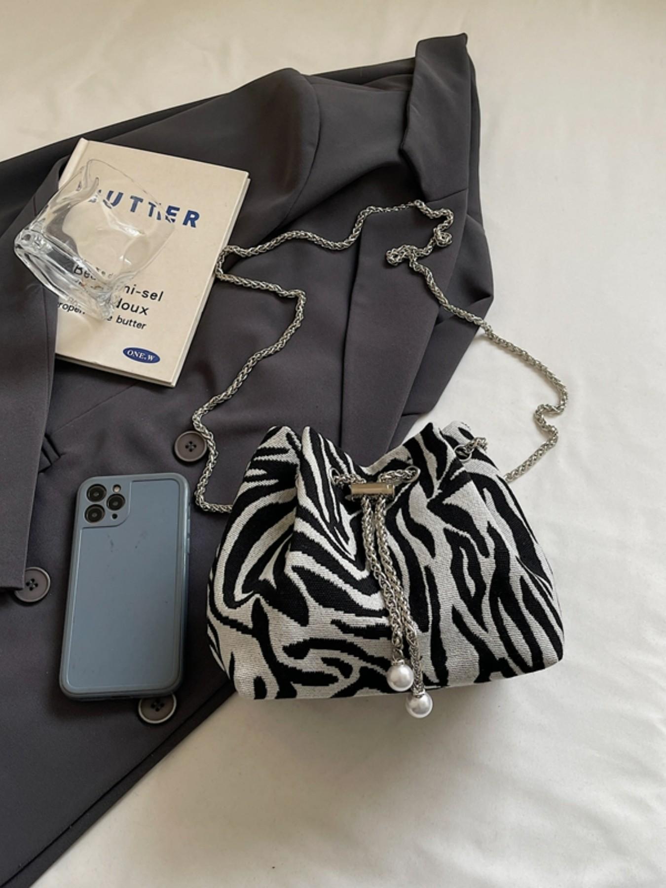 Elegant Floral Print Bucket Bag, Drawstring Design, Fashionable Crossbody Shoulder Bag, High-End Stylish Single Strap Bag