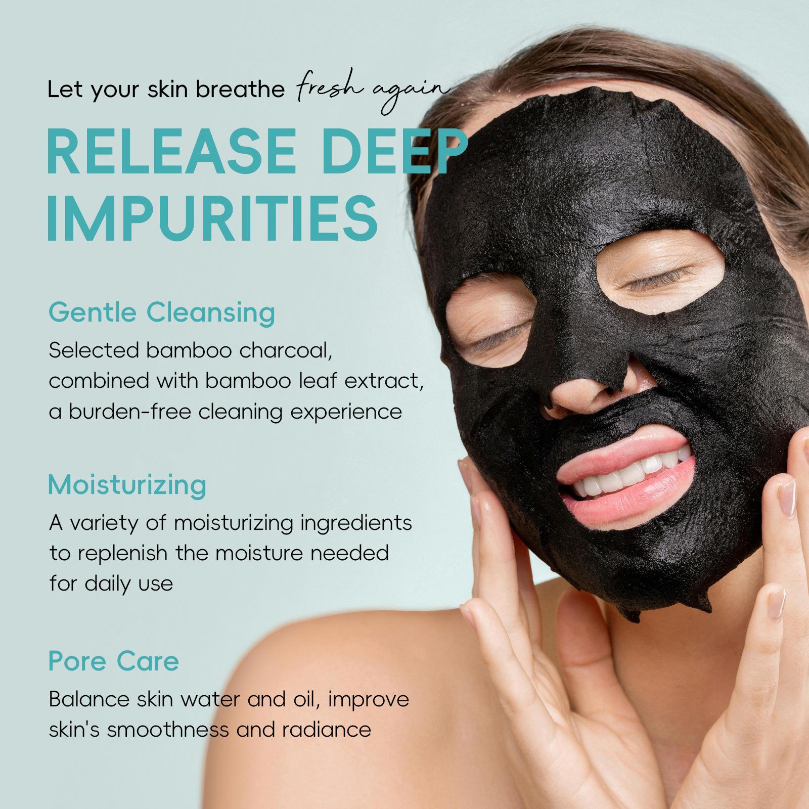 Charcoal Purifying Facial Mask, 10pcs/set Oil Control & Pore Care Facial Mask, Moisturizing Facial Skin Care Mask for Women & Men, Hydrating Face Mask