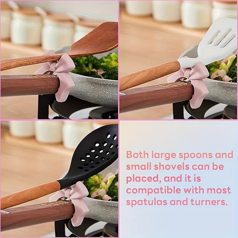 Cute Bow Silicone Spatula Holder, Space-Saving Kitchen Organizer, Heat Resistant, Scratch-Resistant, Compatible with All Stoves, Tableware