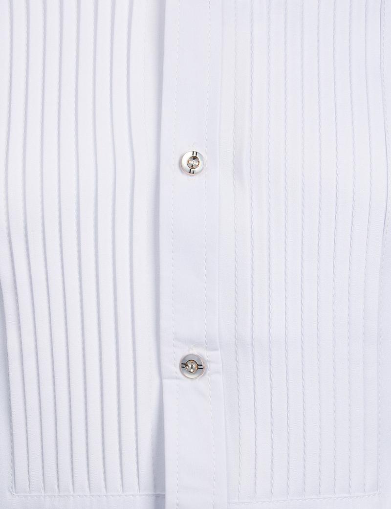 ZEROYAA Mens Slim Fit Long Sleeve Tuxedo Dress Shirts White Polyester Fabric Casual Korean Style Top for Spring Autumn Various Occasions