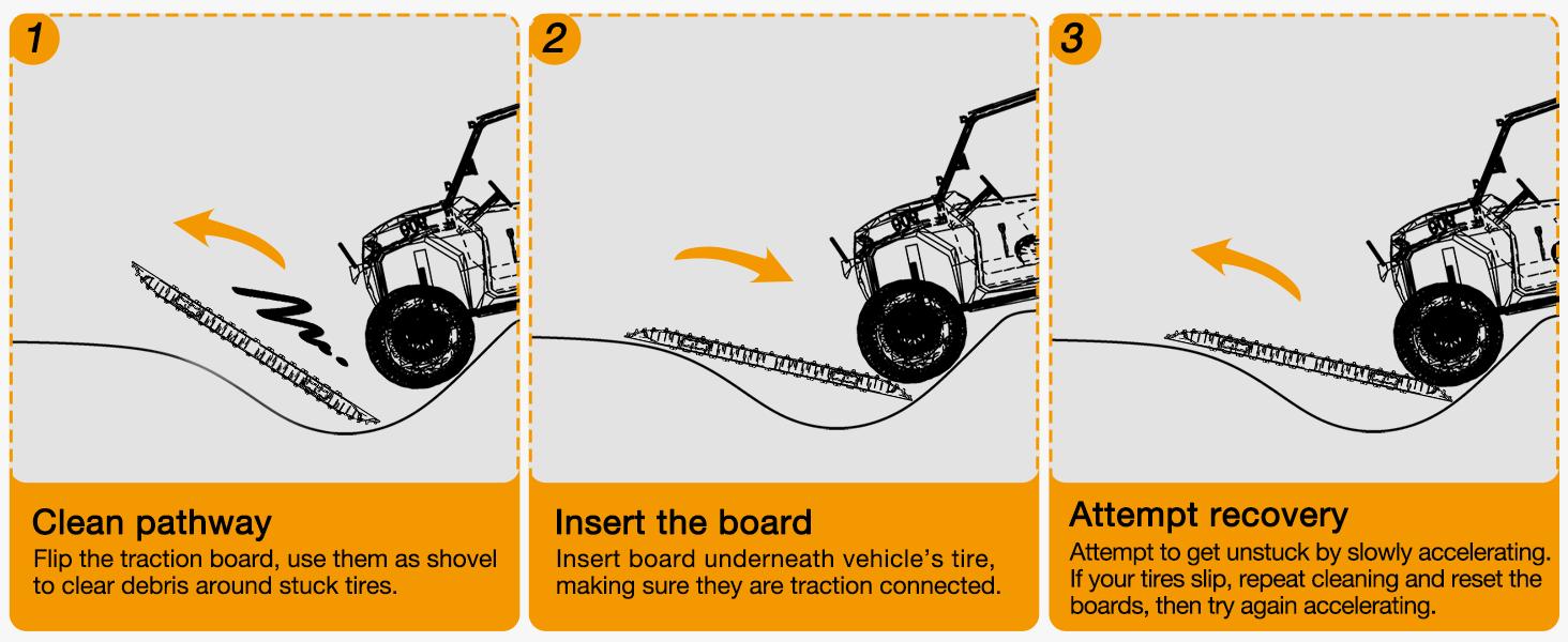 Nilight Recovery Off-road Traction Boards Tire Mats For 4WD 4X4 Mud Sand Snow with 2PCS Mounting kit Zipper Bag 2 leashes (Orange) tire pressuregauge tire pressure Truck Accessories