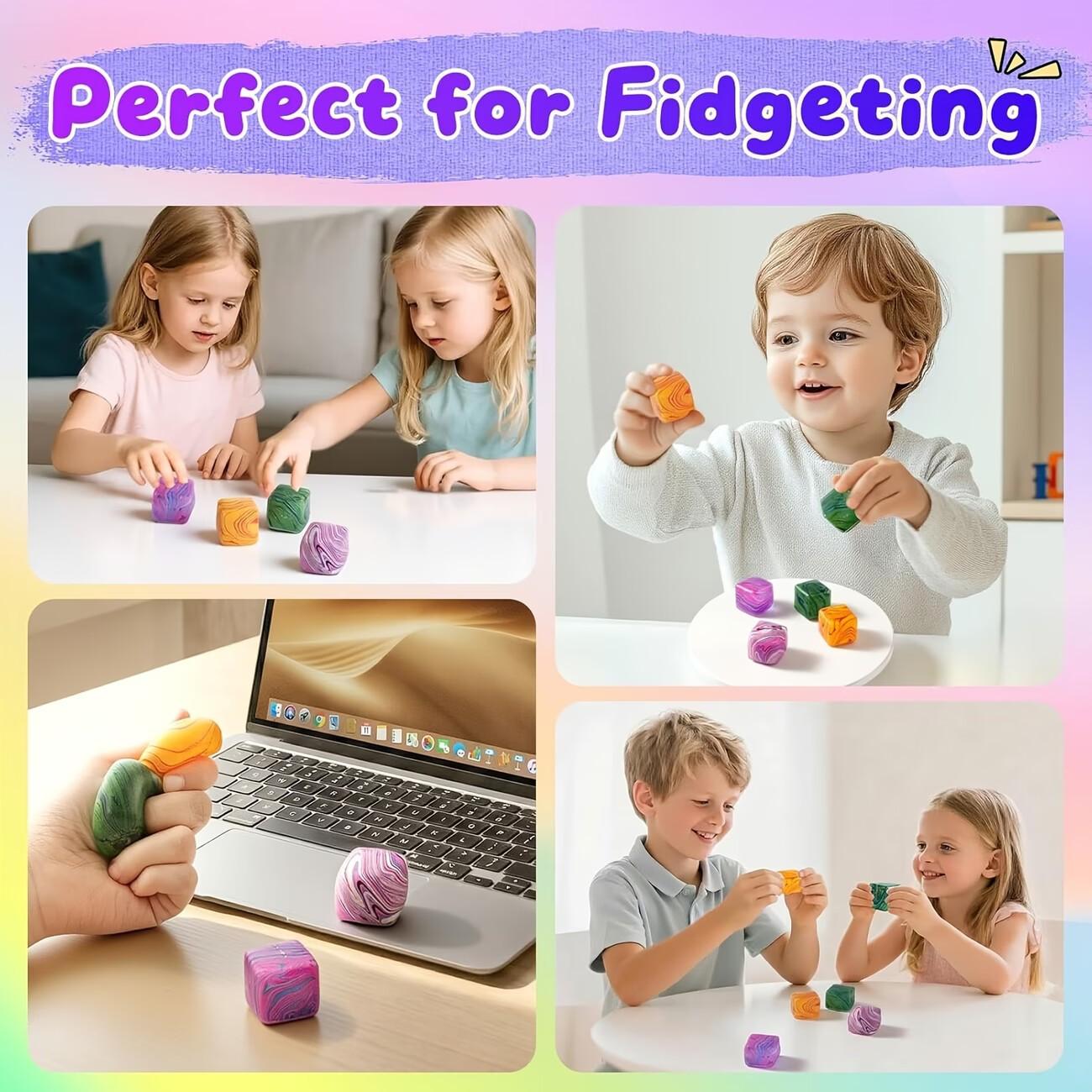 1/4pcs Squishy Fidget Toys Stress Cube Bulk, Slow Rising Stress Balls for Kids, Sensory Fidget Toys, Classroom Prizes, Party Favors