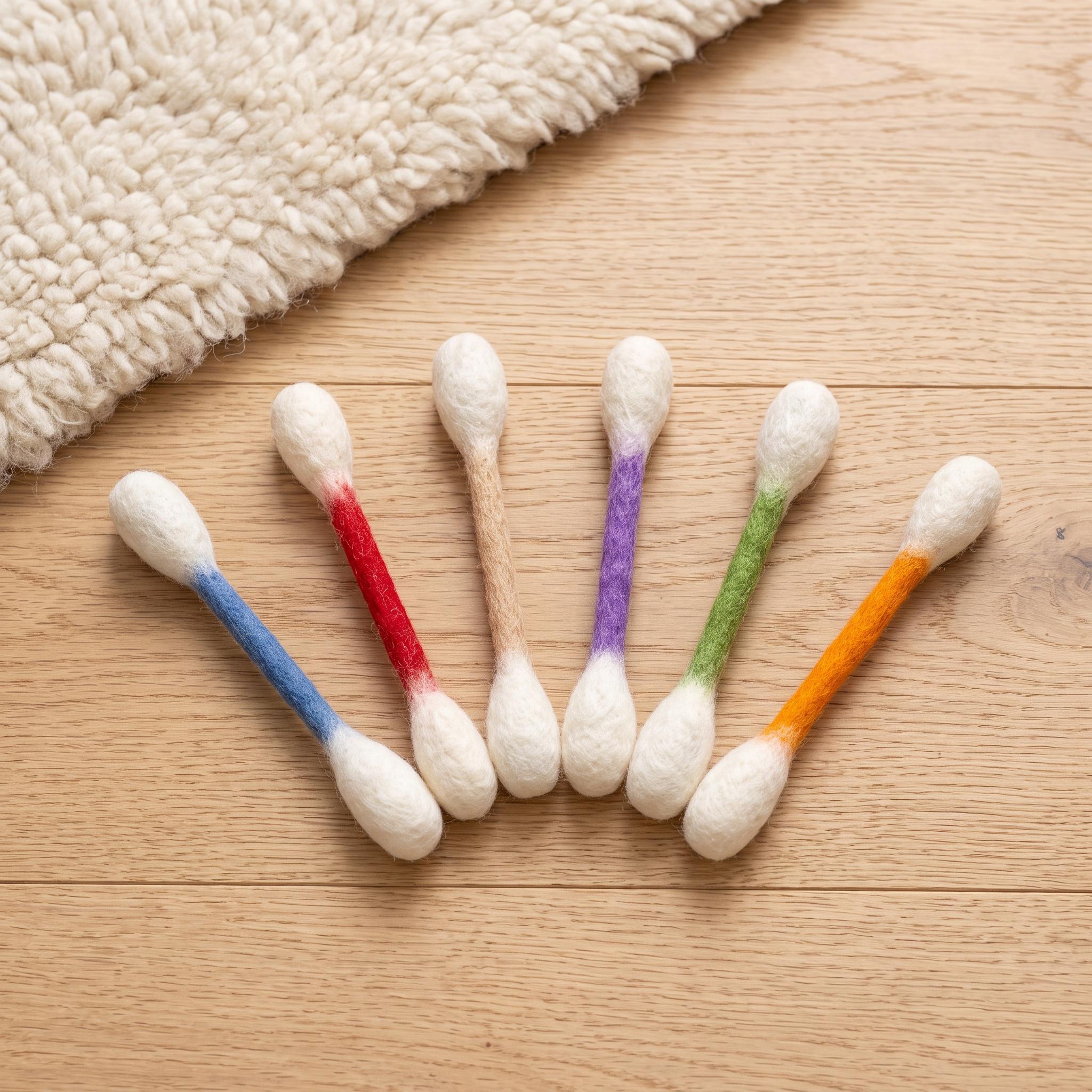 6 Pack Giant Cotton Swab Shaped Cat Toys, Soft Felt Teething Sticks, Durable Interactive Indoor Kitten Chew Toys, Anxiety & Boredom Relief Pet Accessories, Dental Cleaning Play Toys for Daily Cat Entertainment-YY1