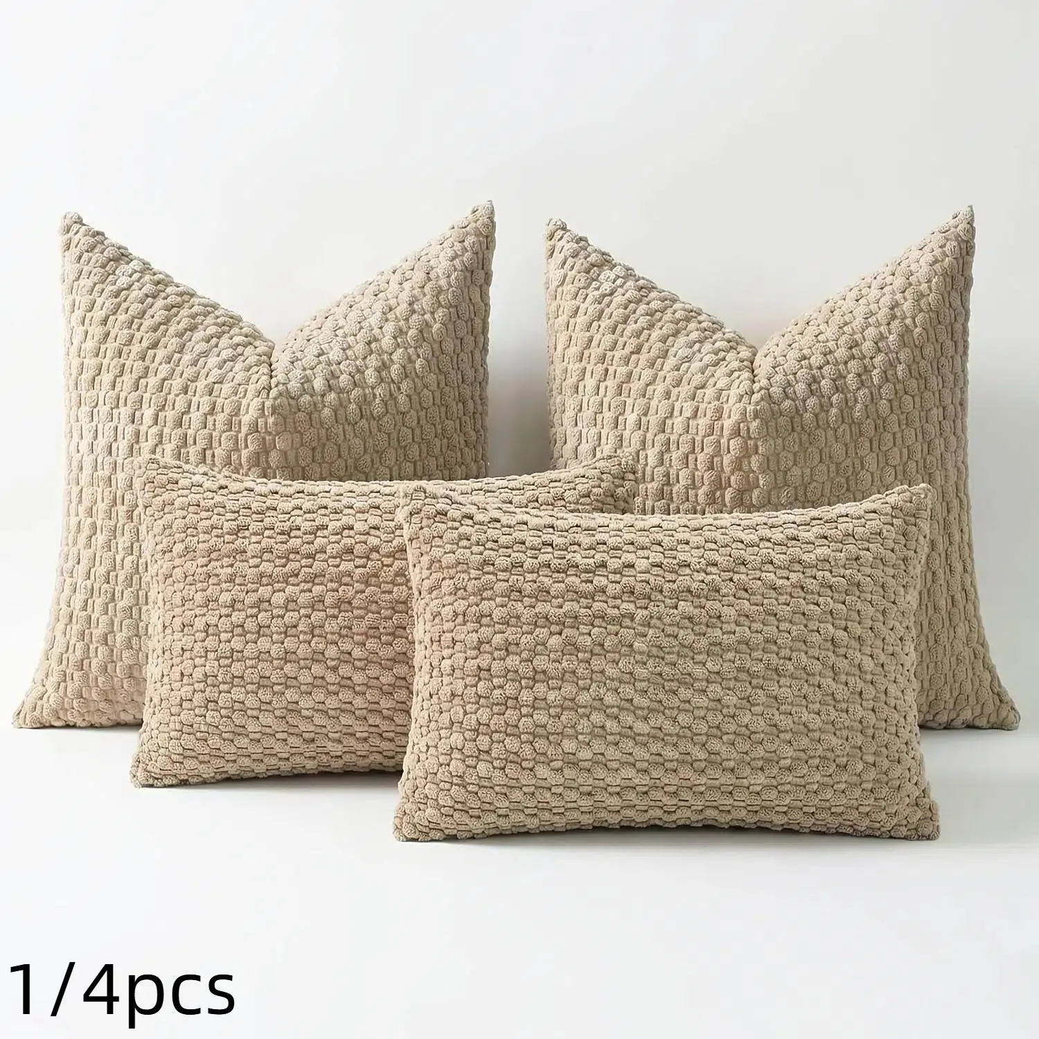 1/4 Pieces Soft Velvet Pillow Covers, Modern Luxury Decorative Cushion Cases, Bohemian Home Decoration, 18x18 & 12x20-Inch