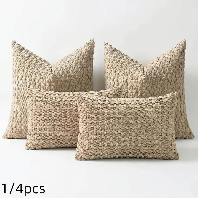 1/4 Pieces Soft Velvet Pillow Covers, Modern Luxury Decorative Cushion Cases, Bohemian Home Decoration, 18x18 & 12x20-Inch, Bedroom Decorative Accessories