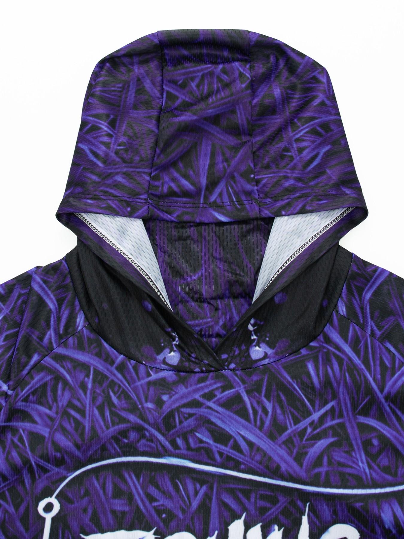 Men's Long Sleeve Hooded Fishing Shirt with Face Mask, Gradient Color Outdoor Fishing Clothing, Sun Protection Fisherman, Breathable Tops Men's Long Sleeve Hooded Fishing Shirt with Face Mask, Gradient Color Outdoor Fishing Clothing, Sun Protection Fisherman, Breathable Tops
