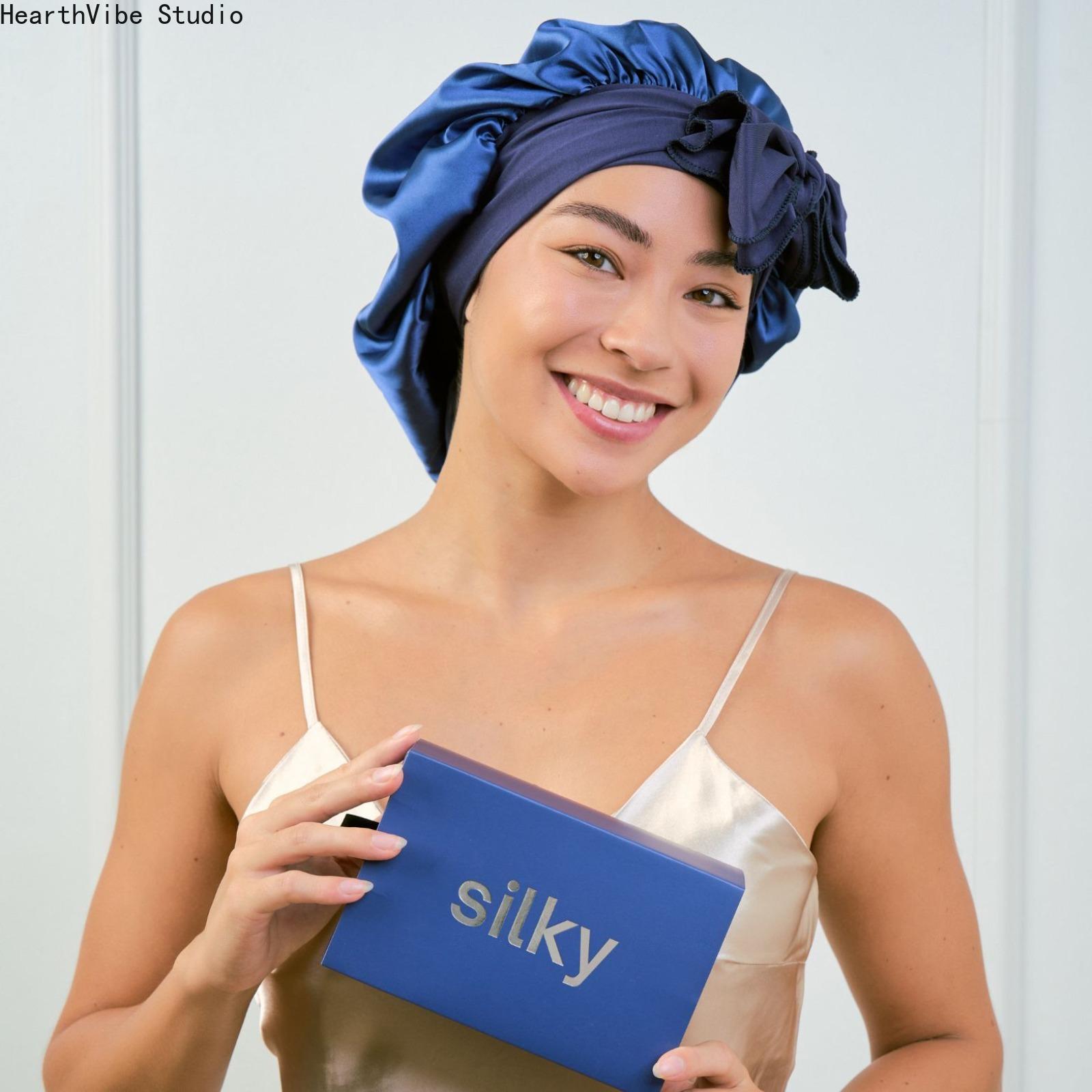 Reversible Double-Layer Satin Bonnet with Adjustable Ribbon Ties - Hydrating Silk Sleep Cap and Hair Wrap for Women with Curly Hair, Braids, Haircare, Gift, Luxury, Frizz Control, Moisturizes, Heatless, Salon, Frizz Free, Long Box Braids, Hair Rollers Reversible Double-Layer Satin Bonnet with Adjustable Ribbon Ties - Hydrating Silk Sleep Cap and Hair Wrap for Women with Curly Hair, Braids, Haircare, Gift, Luxury, Frizz Control, Moisturizes, Heatless, Salon, Frizz Free, Long Box Braids, Hair Rollers
