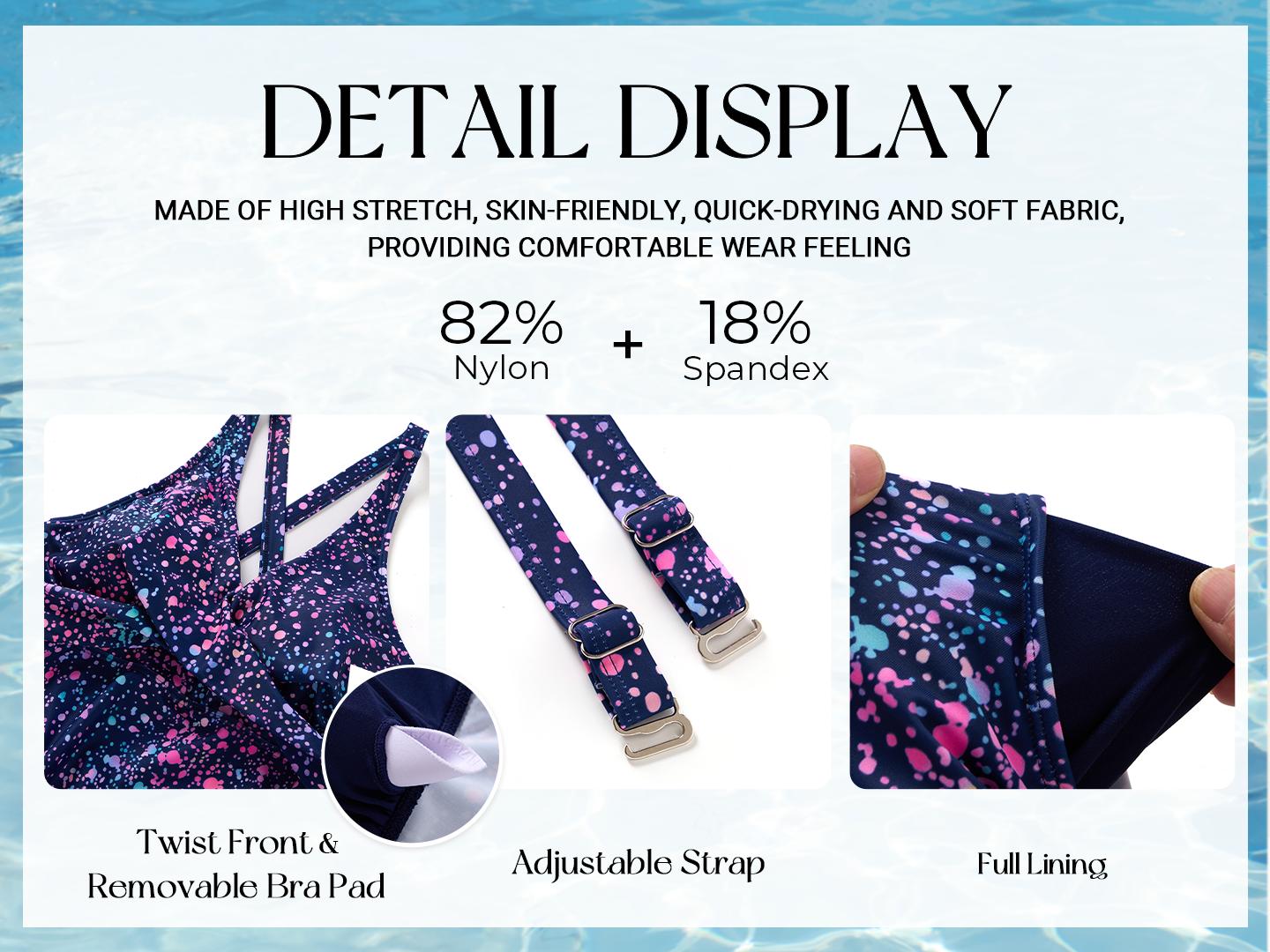 Aqua Eve Tankini Swimsuits for Women- Flowy Two Piece Bathing Suit with Shorts Tummy Control Swimwear