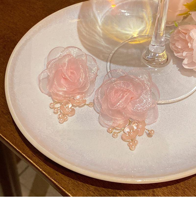 Sweet Pink Lace Flowers Drop Earrings for Women  Romantic Elegant Earrings Pendant Fashion Weddings Jewelry Accessories