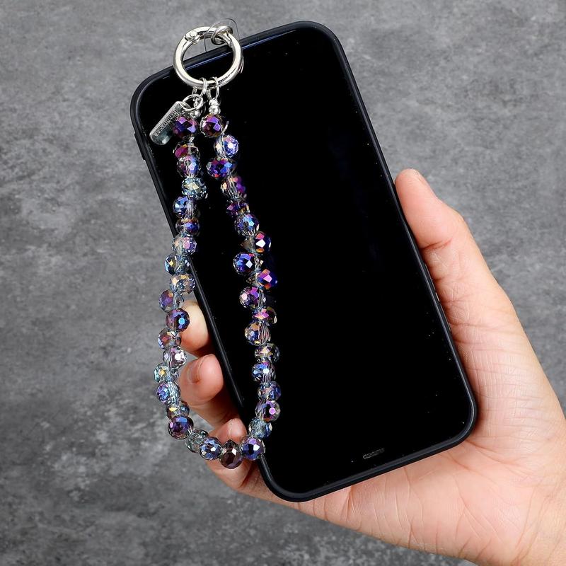Sparkling Beaded Cellphone Wrist Strap  Durable Plastic Smartphone Bracelet for Women Girls, Easyinstall Keychain & Pursecharm Accessory, Bling Bling Phone Lanyard for Keys & Purses