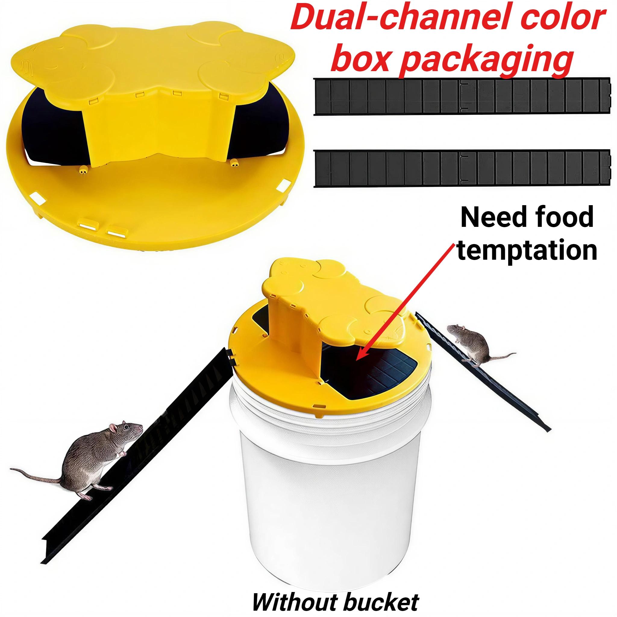 Mouse Trap Bucket - Mouse Traps Indoor for Home - Multi-Catch, Auto-Reset, Humane or Lethal Rat Trap - ABS Material -Reusable Mouse Trap,Flip N Slide Bucket Lid Mouse Trap, Mouse Traps Bucket for Indoor and Outdoor Use