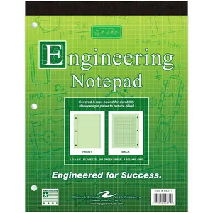 Signature Collection Covered Engineering Pad, Frame Front 1/2" Right Margin, 8.5" x 11", 80 Sheets, Heavyweight 20 lb Green Paper