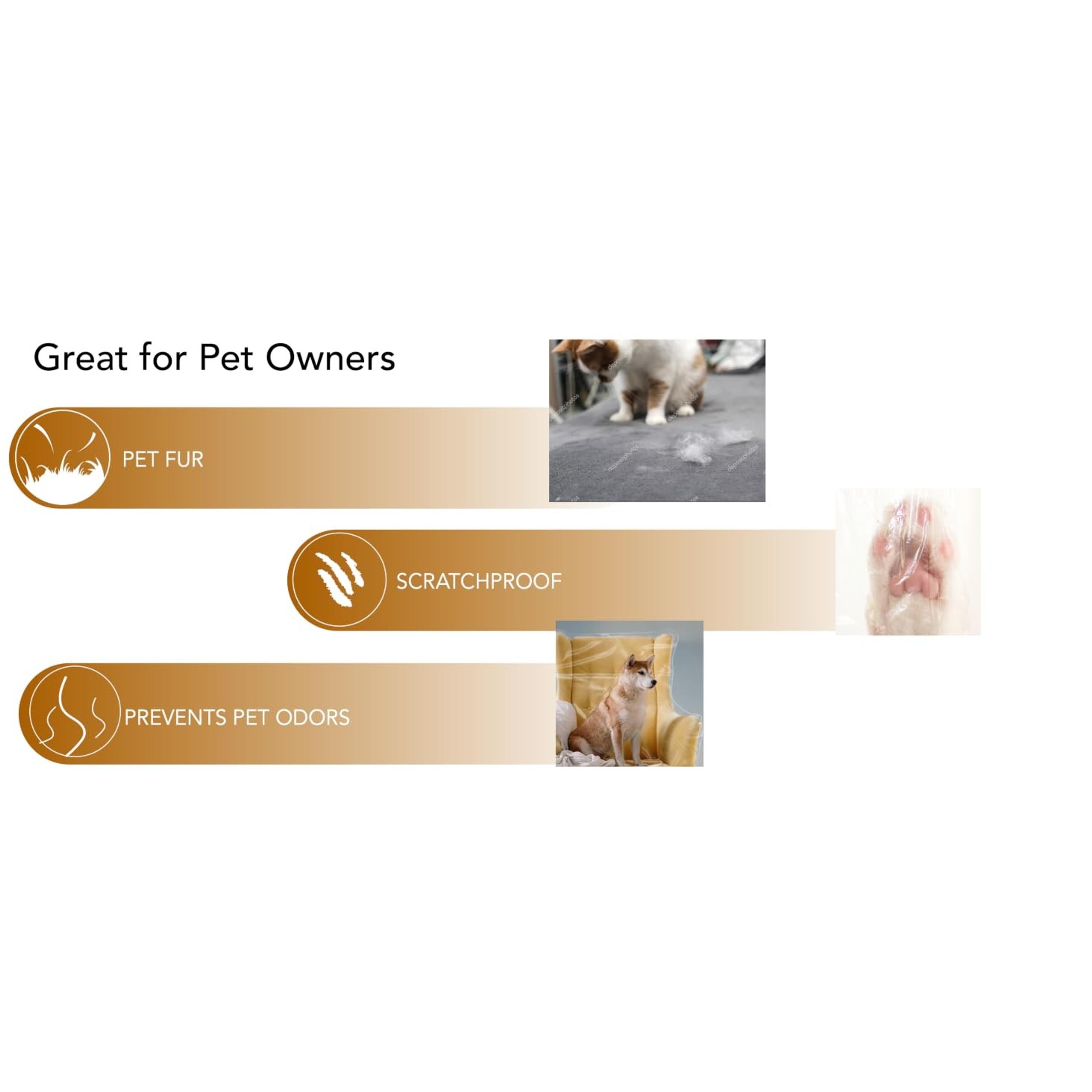 Heavy Duty Clear Plastic Chair Covers Protectors for Recliner | Durable vinyl protector shield for armchair recliner against pet scratches, hair, dust, spills; simply wipe clean.