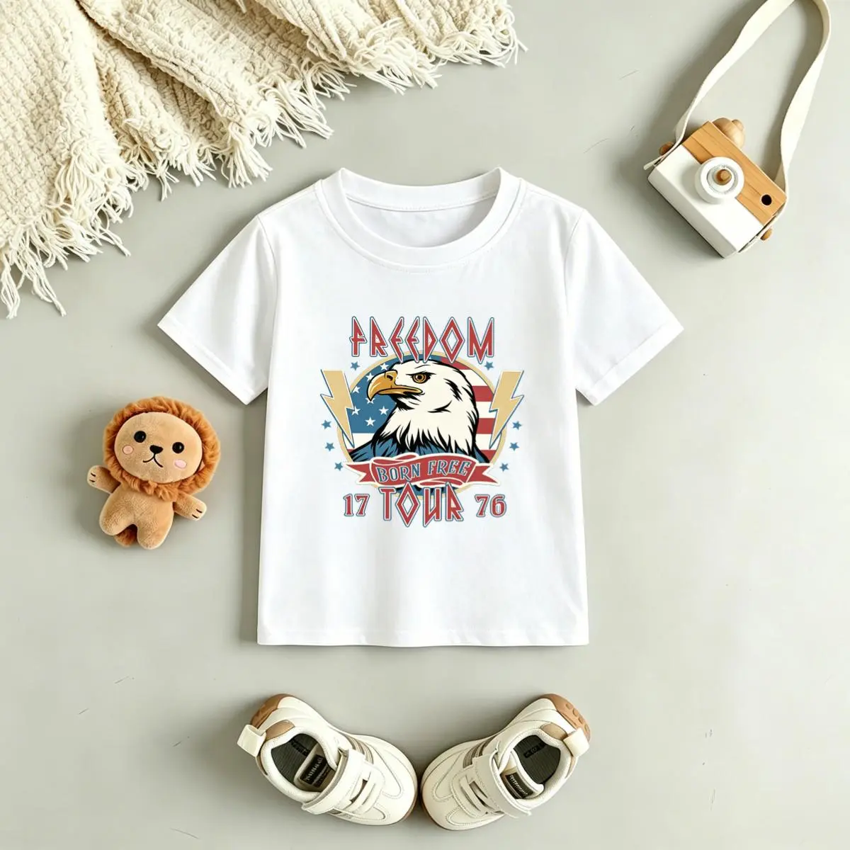 Cotton Toddler Boys Eagle Patriotic Graphic T-Shirt, 2 - 3 Years