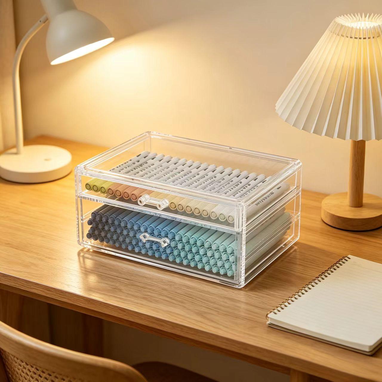 Stackable Desktop Storage Box, Large Capacity Organizer, Ideal for Pencils, Markers, Cosmetics, Small Items, Multi-Purpose Storage Solution