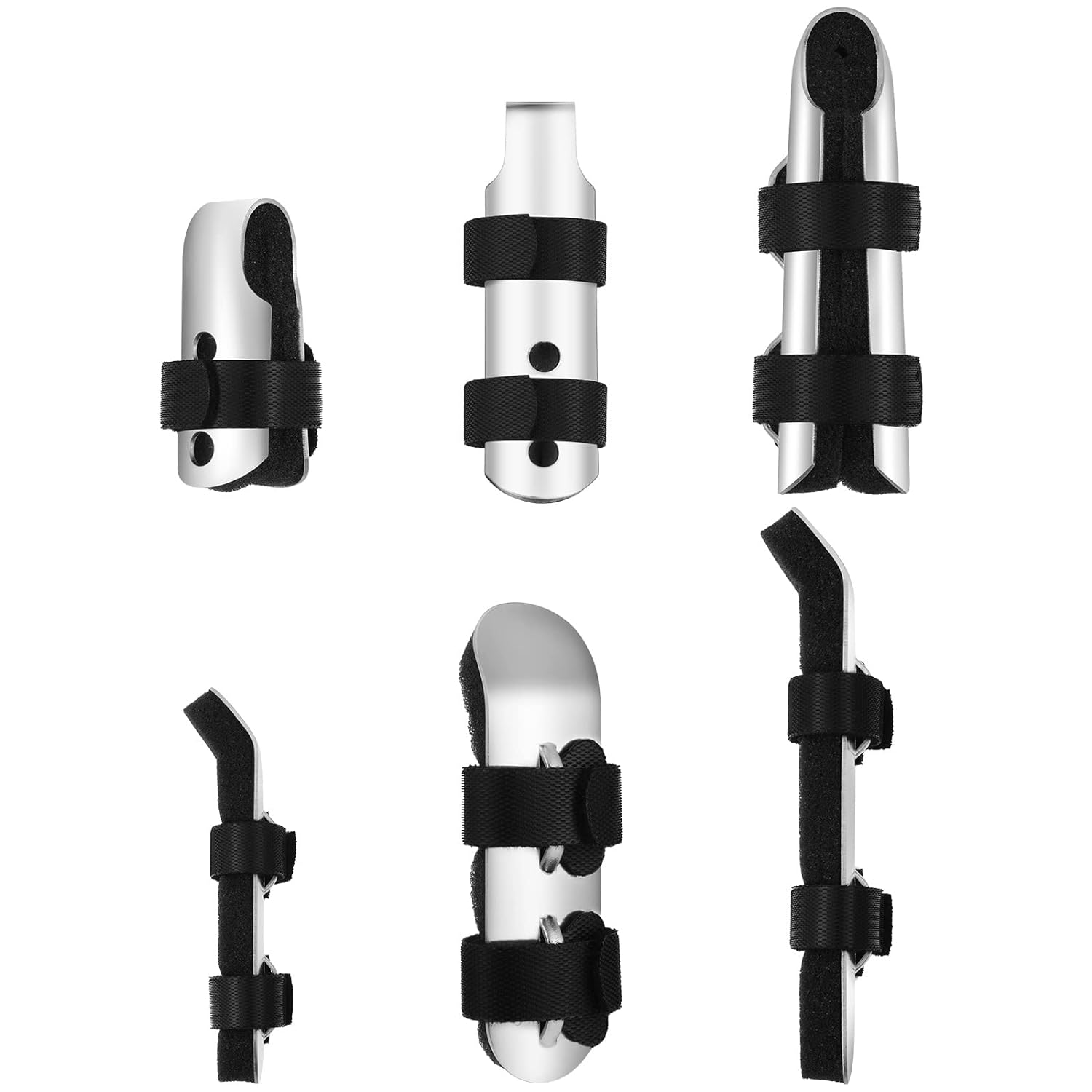 6 Pieces Finger Splint Metal Finger Support Finger Knuckle Immobilization(Black) Healthcare Tool