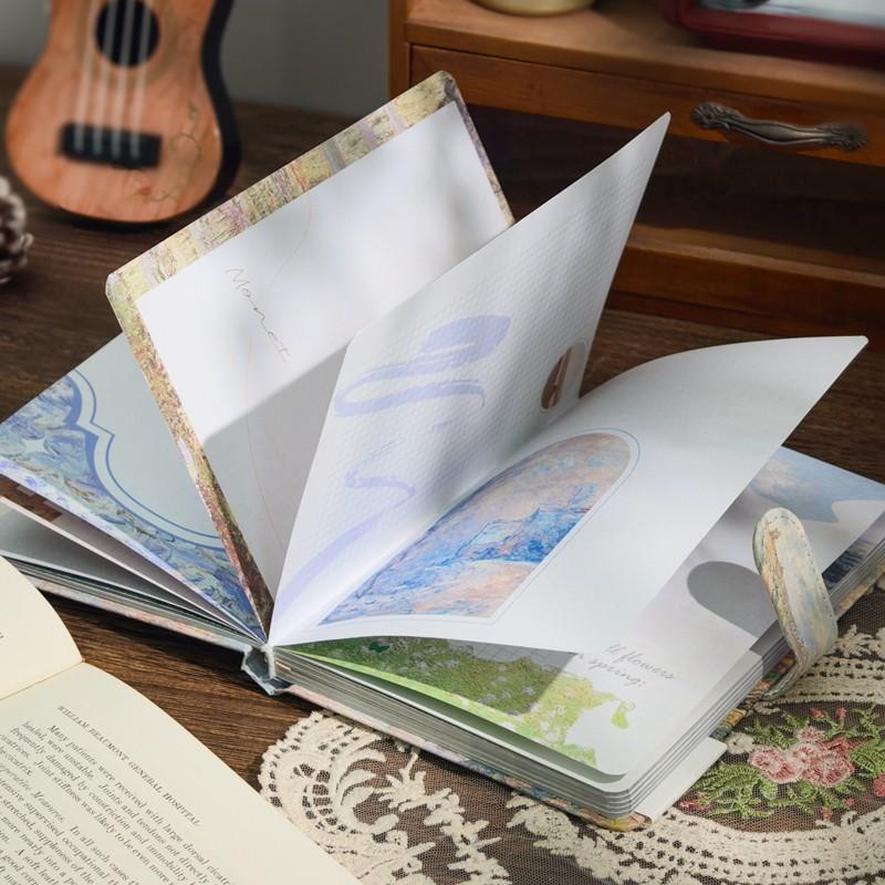 96-Page Oil Painting Style Gold Foil Magnetic Notebook, Vintage Art Journal, Premium Gold Foil Hardcover, Colorful Thickened Illustrations, Girl's Diary