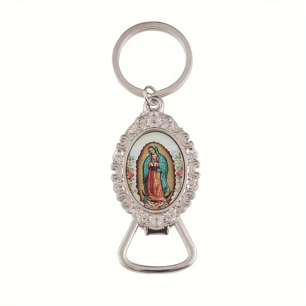 12 Pcs Our Lady Of Guadalupe Design Bottle Opener Keychain - Religious Party Favors - For Baptism/First Communion/Christening - Gift for Guests - Catholic Party Supplies