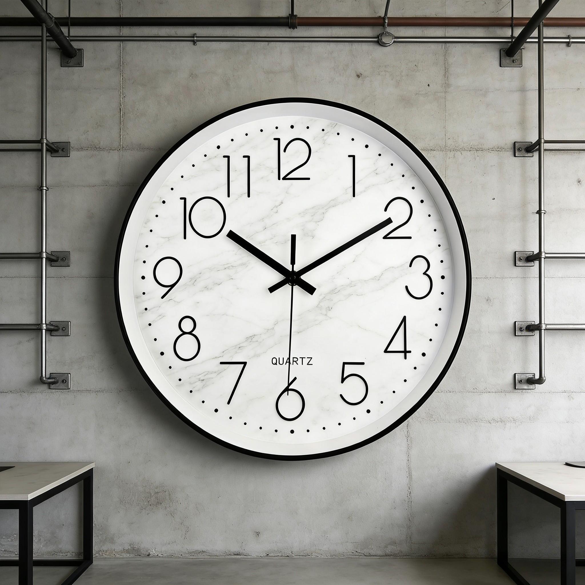 Nordic Silent Wall Clock, Creative Marble Pattern Clock, Living Room Decorative Table, Bedroom Silent Sweep Second Wall Clock