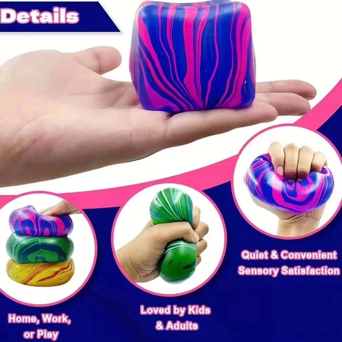 1pc Fidget Toys Squishy Stress Cube, Stress Balls for Kids Squishies Relax, Ice Squishy Cube Sugar Balls, Sensory Toys for Kids with Autism, Fidgets for Classroom Prize Toys, Valentine's Day Christmas Halloween Gifts, Easter Basket Fillers, Office