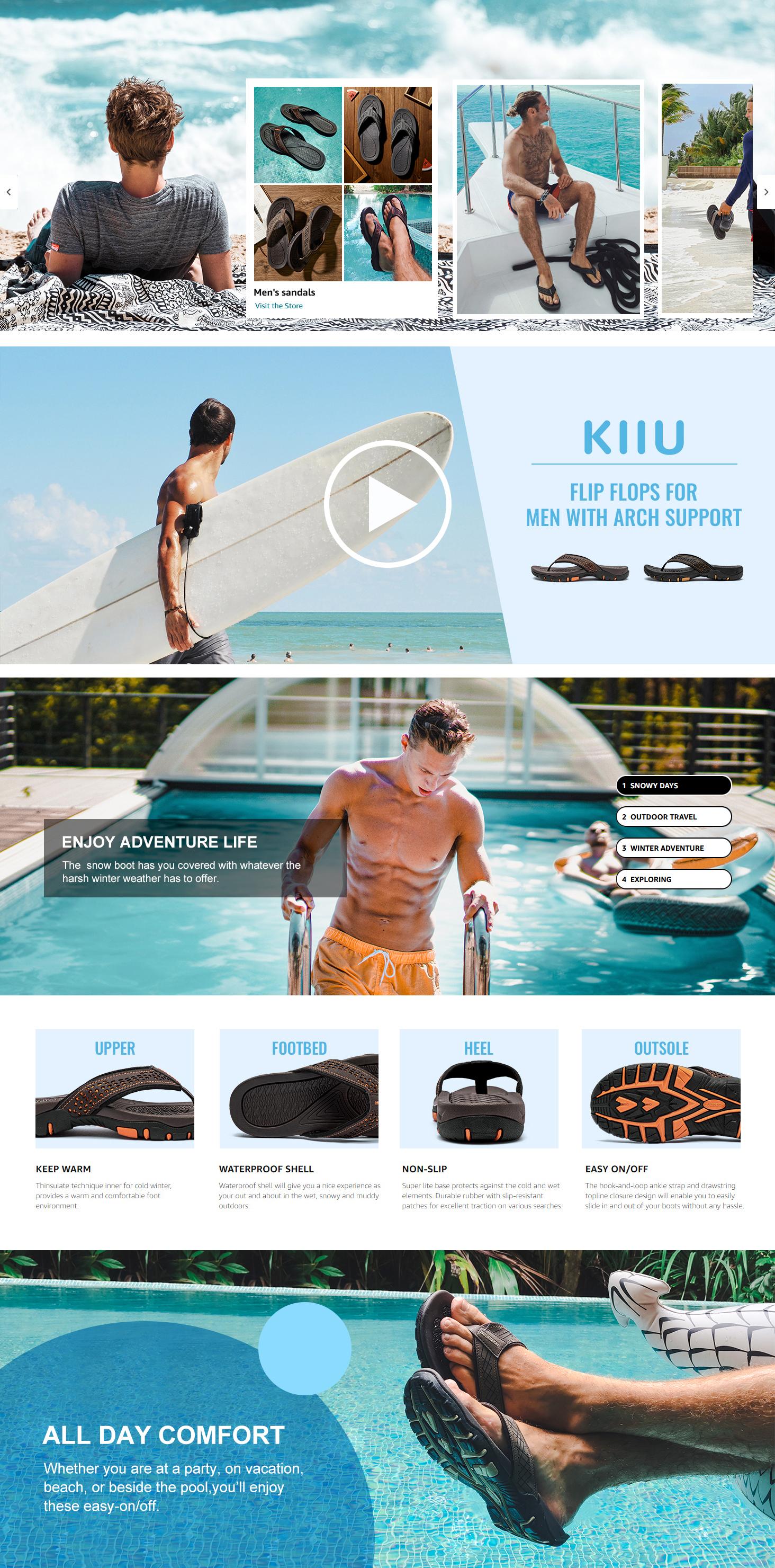 HOBIBEAR  Indoor and Outdoor Mens Sport Flip Flops Comfort Casual Thong Sandals Outdoor