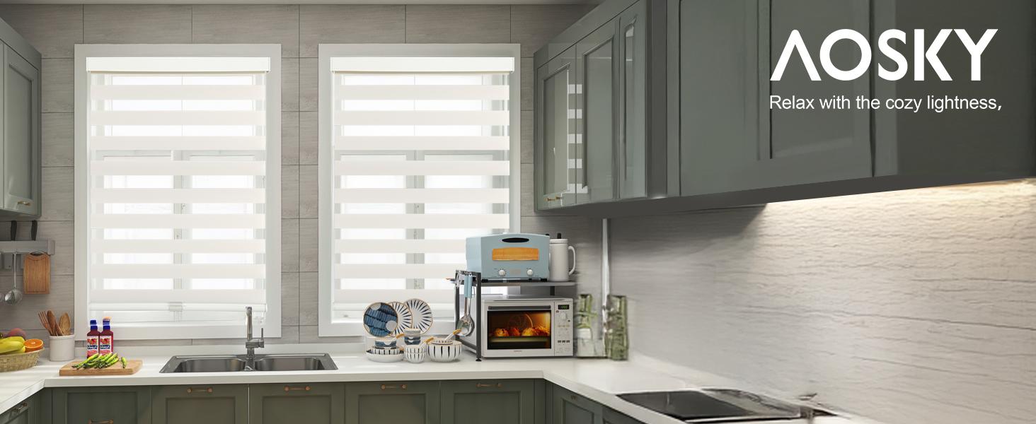 Dual-Layer Light Filtering Roller Blinds - Zebra Stripes Black and White Split Pattern, Privacy Focus, UV Protection, Eco-Friendly, Durable Aluminum Free-Stop Shades, Easy Install, 20x72 in for Home, Black And White Split Pattern Blinds