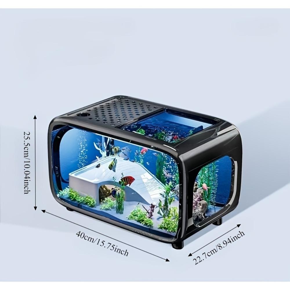 All-in-one turtle and lizard enclosure with lid, minimalist design suitable for living room decoration. Stable base with shatter-resistant construction, rectangular aquarium large-capacity tank for home use,ideal for both freshwater and saltwater breeding