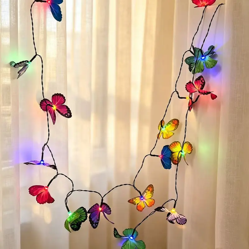 Butterfly Pattern 20 LED Light String Solar Powered, Solar Decorative Lights, Decorative LED Light for Indoor & Outdoor, Ideal for Office, Fence & Garden Decor, Outdoor Solar Lighting, Ideal for Valentine's Day, Wedding, Halloween & Christmas