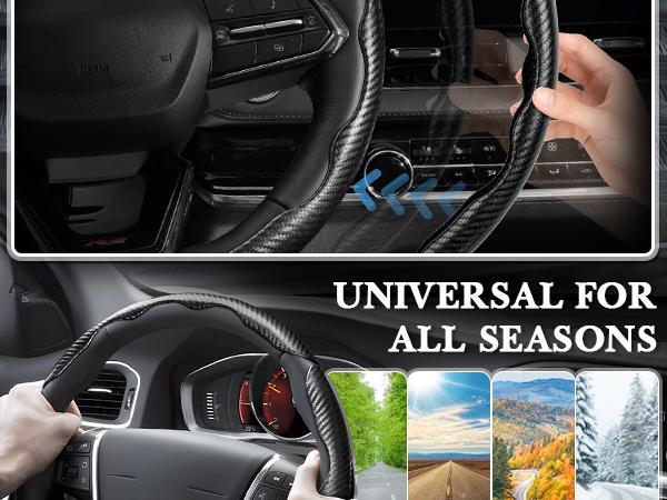 Canvcle Carbon Fiber Steering Wheel Cover Automotive Anti-Slip Steering Wheel Cover for Men/Women - Durable Universal Car Accessory Multicolor