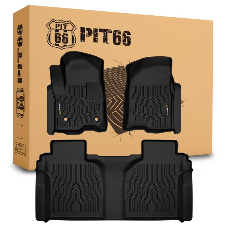 CROSSDESIGN Liners Weatherbeater TPE Floor Mats | Fits 19-25 Chevrolet Silverado/GMC Sierra 1500 2500 3500 Crew Cab Fold Flat Storage | Front & 2nd Row, 3-pc Black