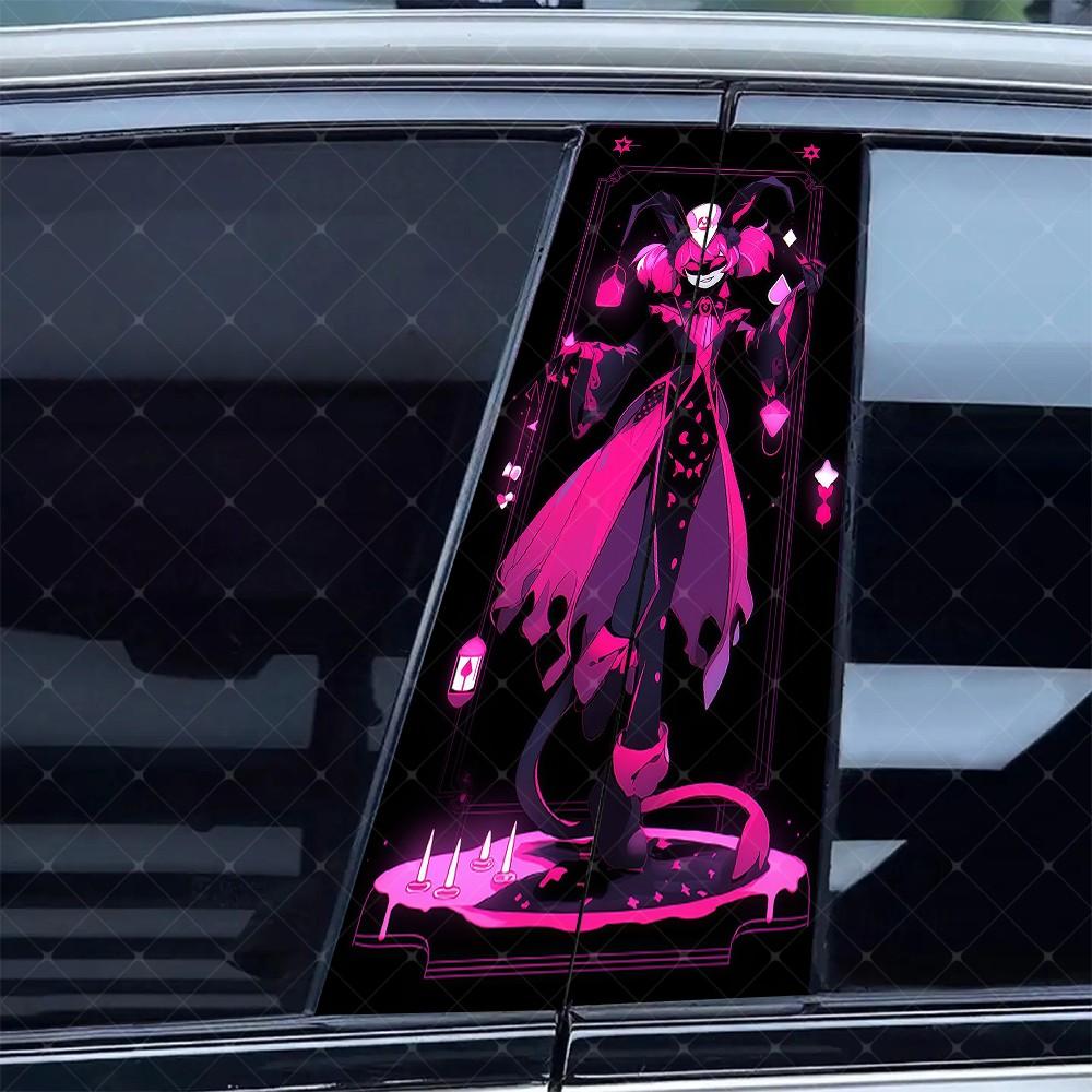 2pc Cartoon Joker Vinyl Stickers, Car B Pillar Protection Decals, Easy Peel Off, Sunproof Waterproof Scratch Resistant, All Models Compatible