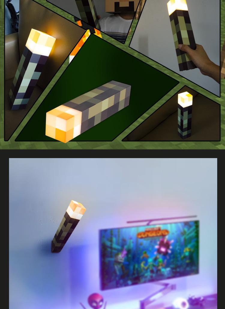 Upgraded Light-up Wall Torch - Pixel Brownstone Torch Lamp - USB Pluggable Night Lamp - Hand Held or Wall Mount Lighting Torch Upgraded Light-up Wall Torch - Pixel Brownstone Torch Lamp - USB Pluggable Night Lamp - Hand Held or Wall Mount Lighting Torch