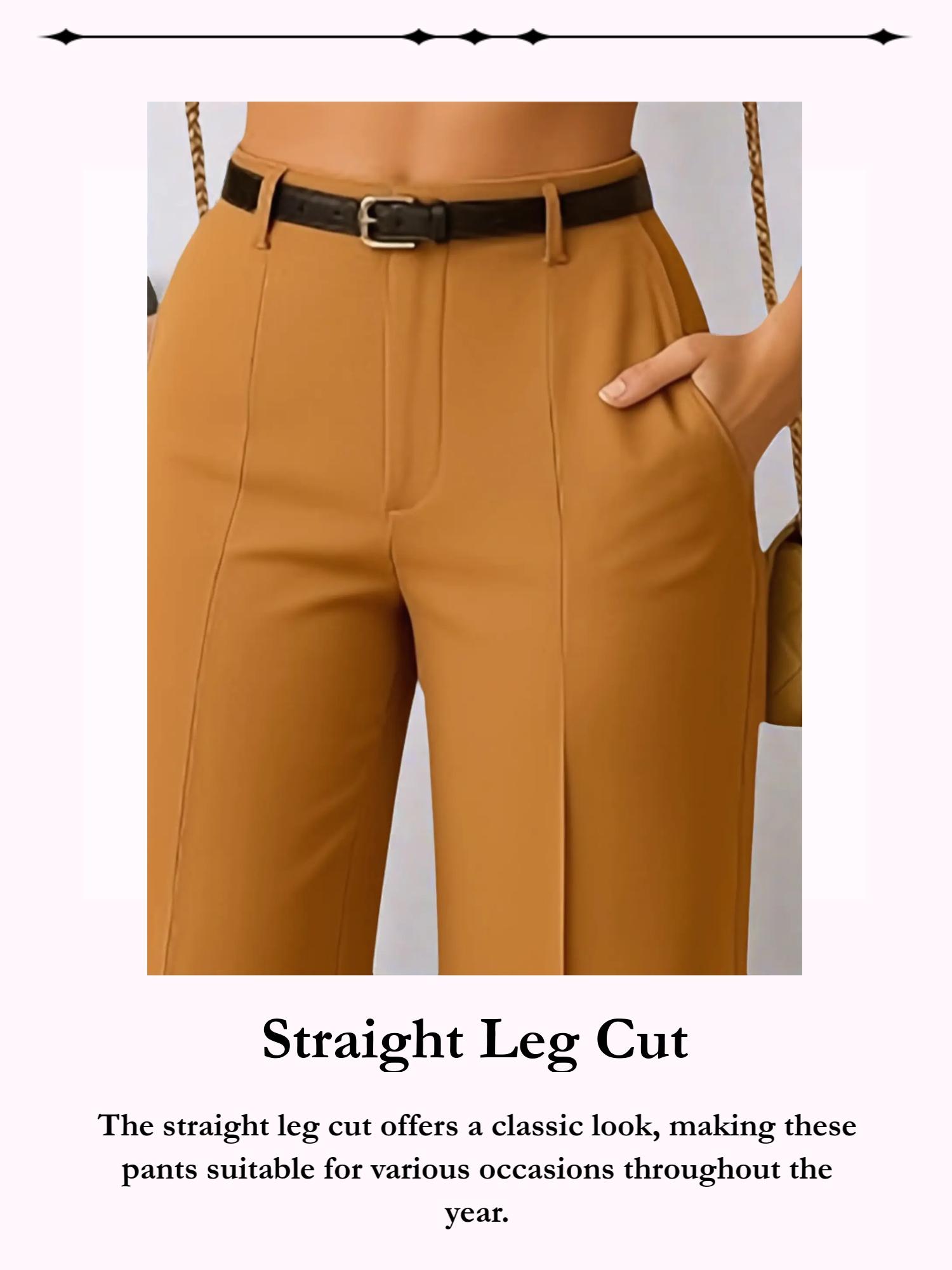 Women's Elegant Minimalist Basic Solid Color High Waist Straight Leg Casual High Waisted Everyday Pants Set, Fitted Commuter Long Pants Without Belt, Casual Trousers, All Seasons