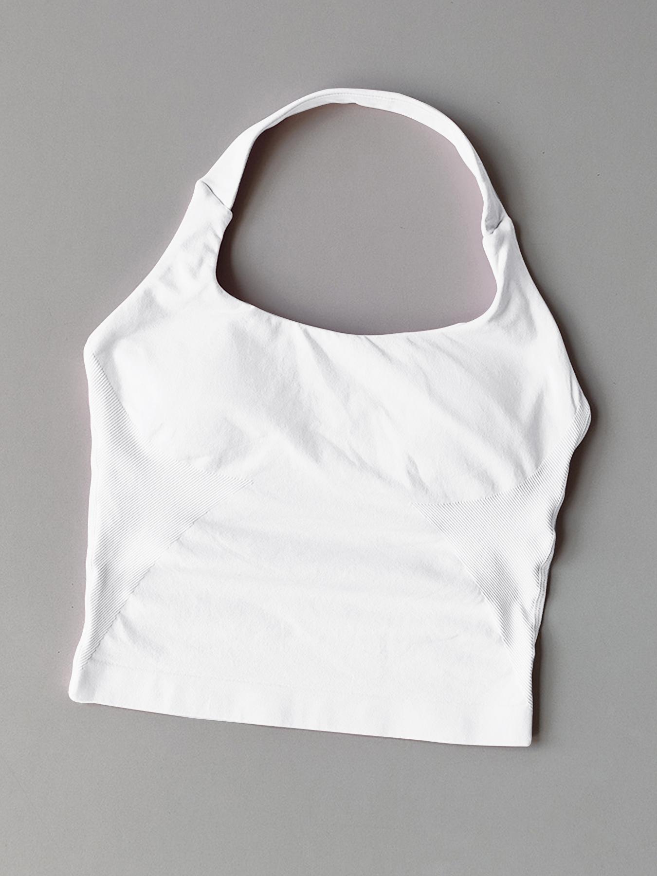 Women's Solid Removable Chest Pad Sports Tank Top, Breathable Comfortable Sports Top for Yoga Gym Workout, Ladies Sportswear for All Seasons