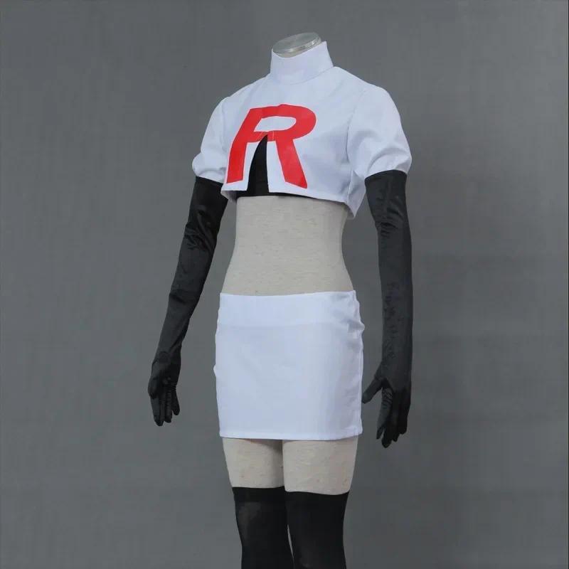 Adult Anime Team Rocket Jessie (Musashi) & James (Kojirou) Complete Cosplay Set, Halloween Costume Outfit