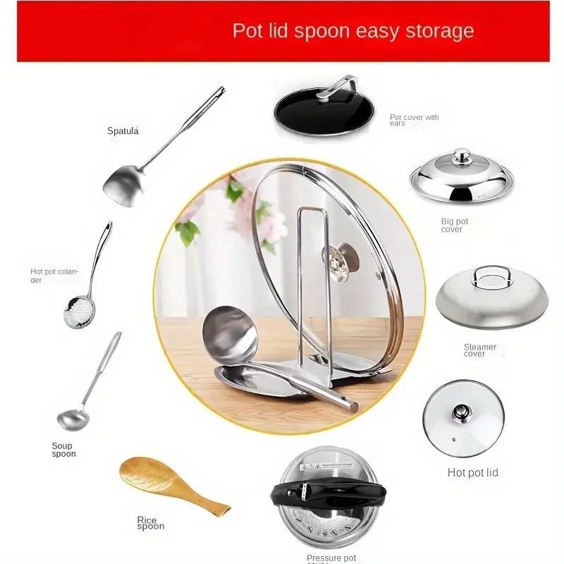 1pc Stainless Steel Pot Lid Holder with Detachable Drip Tray and Detachable Spoon Rest, Kitchen Sink Organizer for Thanksgiving, Christmas