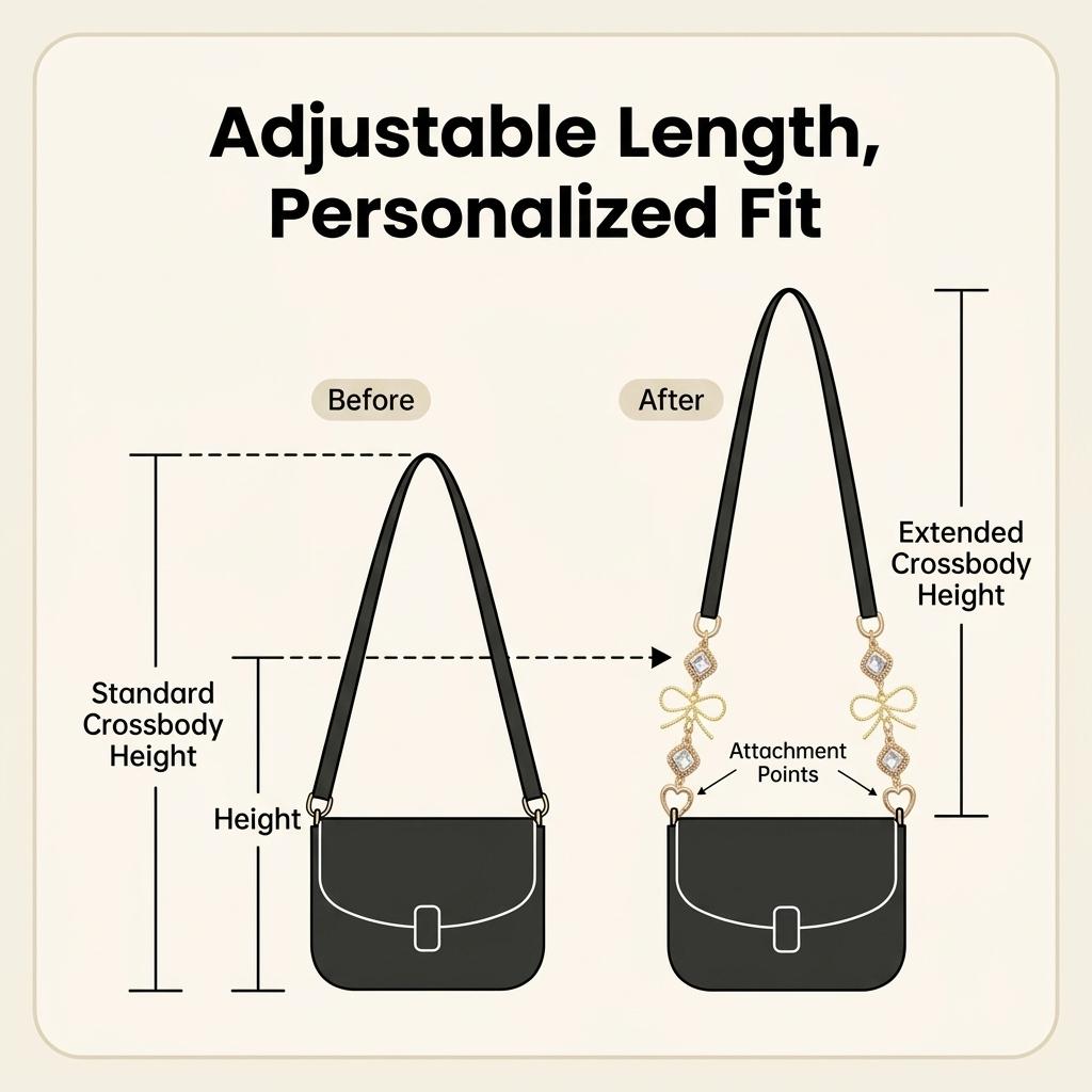 1PC Elegant Bow Flower Bag Chain Extender, Luxury Heart Clasp Handbag Charm, Aesthetic Rhinestone Keychain Accessory, Perfect Birthday Christmas Valentine's Day Gift for Women Girls, Trendy Bag Decor for Tote Backpack