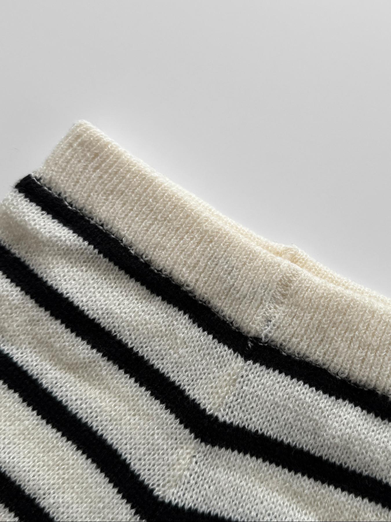 Striped Knit Two-Piece Set, Fitted Casual Home Wear, Long Sleeve Top & High Waist Shorts, Y2K Style, Fall Winter Fashion