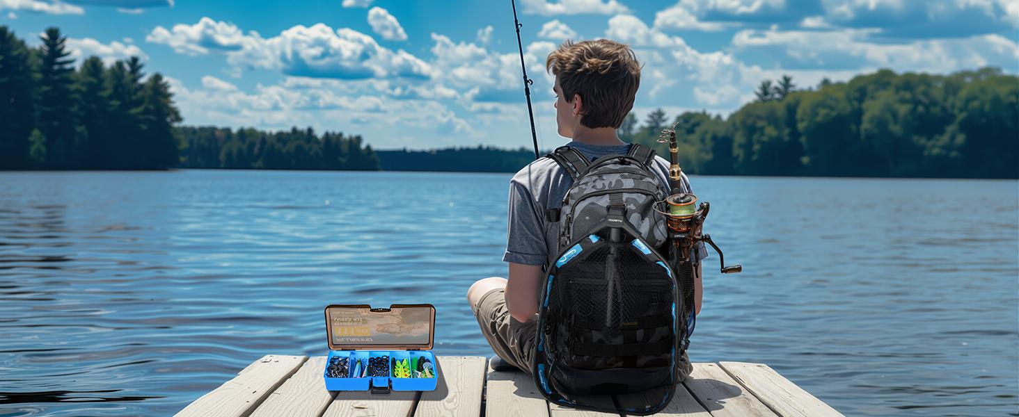 Fishing ar- Fishing Rod and Reel Combos, Fishing Backpack, Fishing Net, Fishing Bag with Rod Holders and Tackle Box for Freshwater/Saltwater, Fishing Gifts for Men