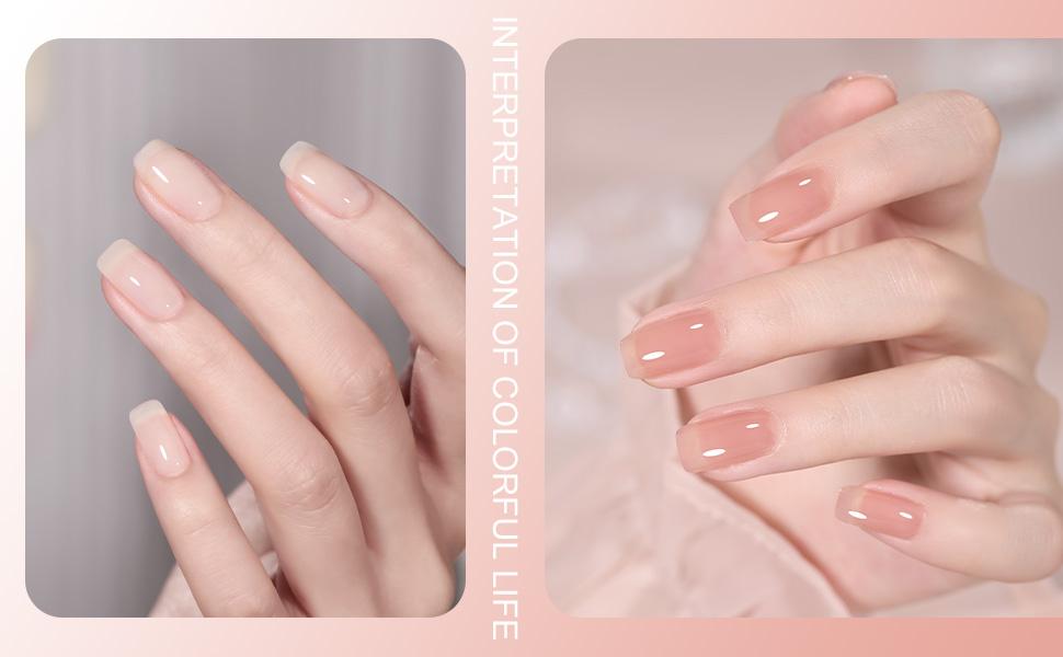 GAOY UV Gel Nail Polish, 16ml Jelly Nude Pink Translucent Soak Off Gel Polish, UV Light Cure for Nail Art DIY