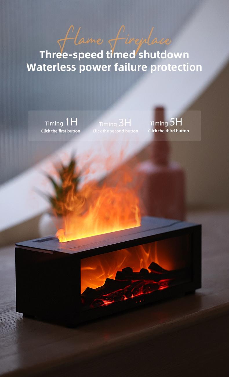 A4 Wall-Mounted Flame Air Diffusion Humidifier, Essential Oil Diffuser with USB Plug & Timer, Perfect for Home Office Yoga Gifts, Fireplace Flame Diffuser, Aromatherapy Humidifier