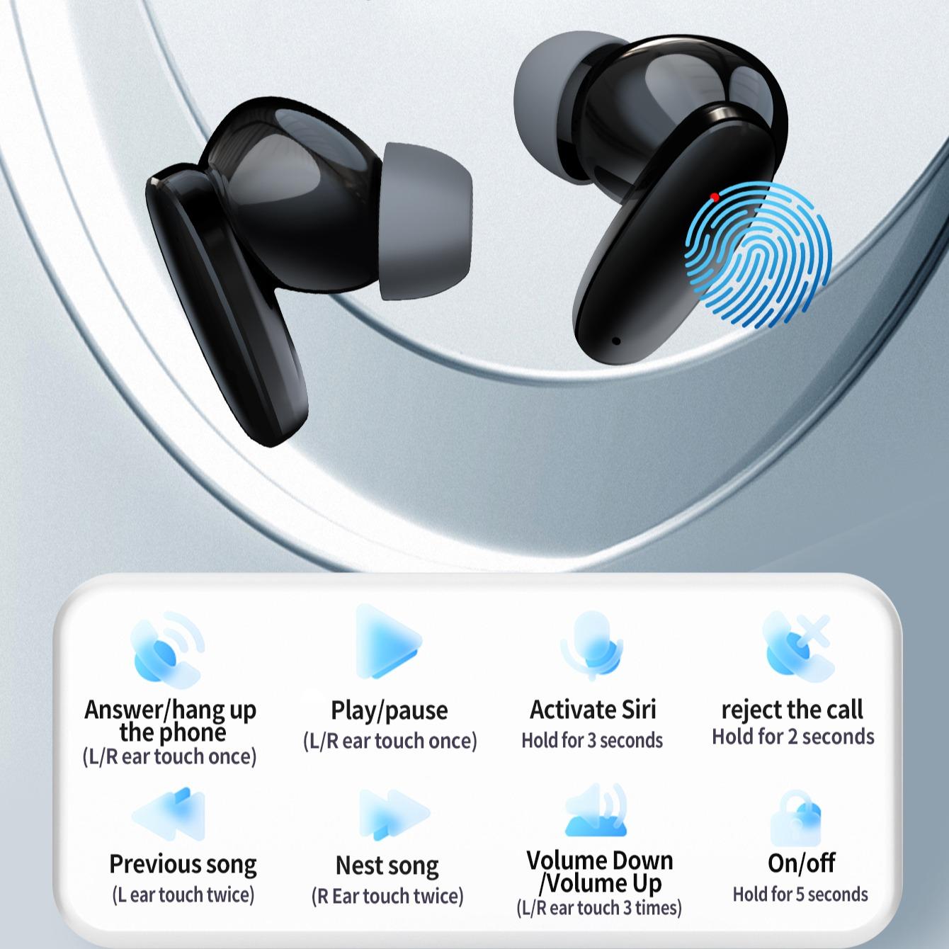 Wireless Earbuds Mini Stereo In-Ear Headphones, Type-C Charging Case, Compatible with iPhone & Android, Ideal for Gaming & Sports