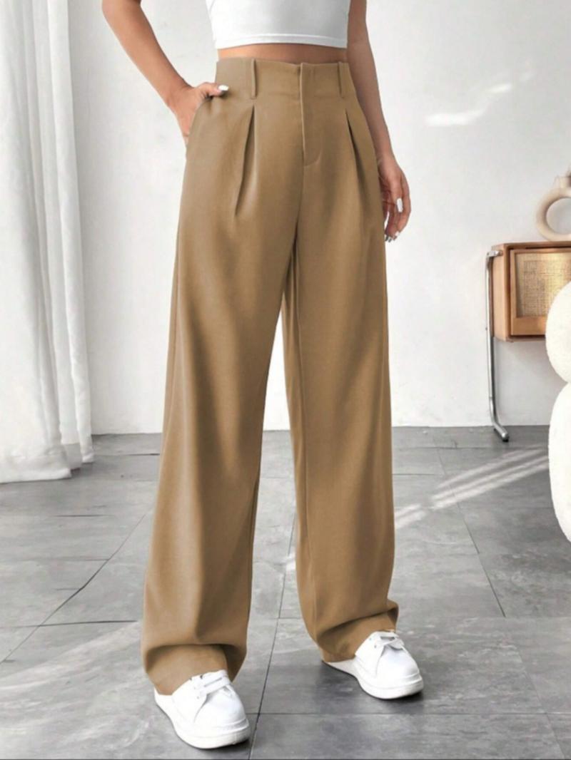 Elegant High-Waisted Wide-Leg Pants, Slimming Fit Spring Summer Fashion, Versatile Casual Business Wear, Long Comfortable Trouser Elegant High-Waisted Wide-Leg Pants, Slimming Fit Spring Summer Fashion, Versatile Casual Business Wear, Long Comfortable Trouser