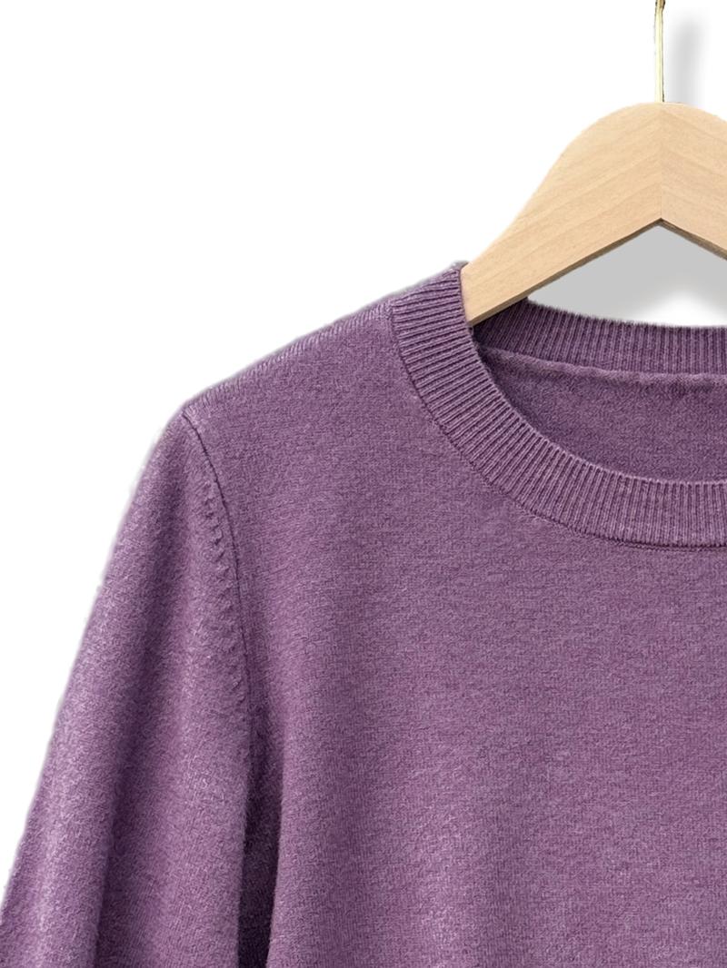 Women's Plain Round Neck Sweater, Casual Long Sleeve Crew Neck Jumper for Fall & Winter, Fashion Ladies' Knitwear for Daily Wear
