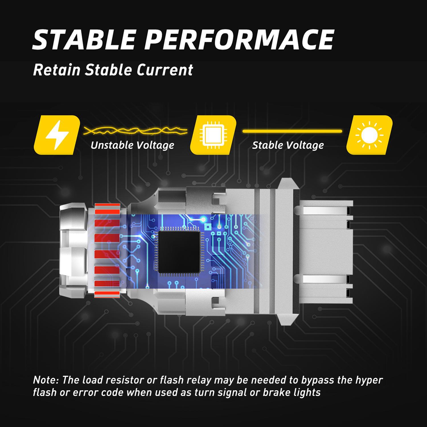 LED Strobe Brake Light Bulb Red, lashing Strobe Blinking LED Tail Light Bulbs for 7440 7443 3156 3157, 300% Brighter Canbus Ready, Plug and Play, Triple Flash LED Stop Bulbs, Off-Road Use Pack of 2, AUTOONE