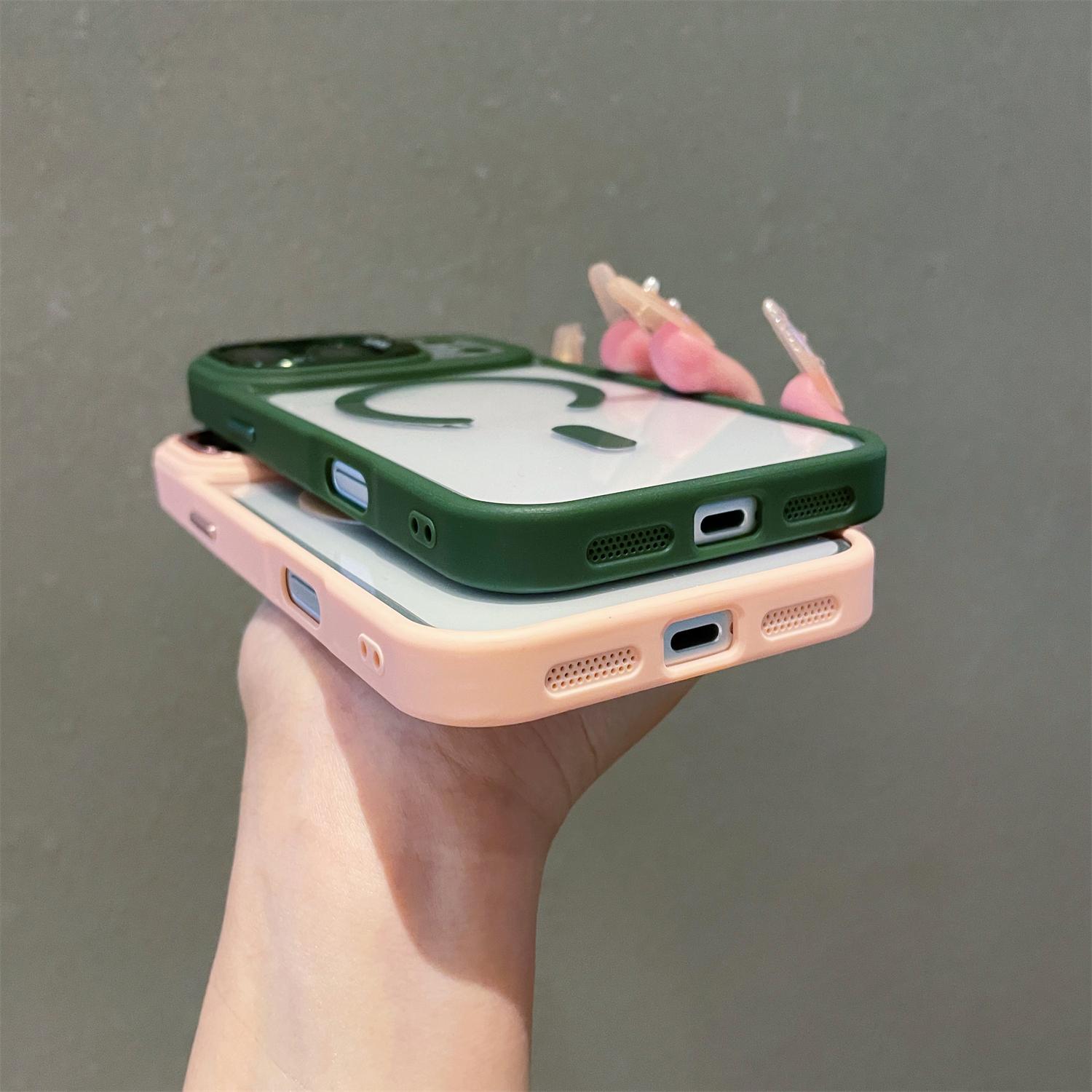 Magnetic For Apple 17 16 15 14 13 12 Max Plus Pro Magnetic Mobile Phone Case with MagSafe Camera Ring Holder, Military-Grade Protection, Anti-Fall, Non-Yellowing, Wireless Casing Protector Cover,Compatible for iPhone